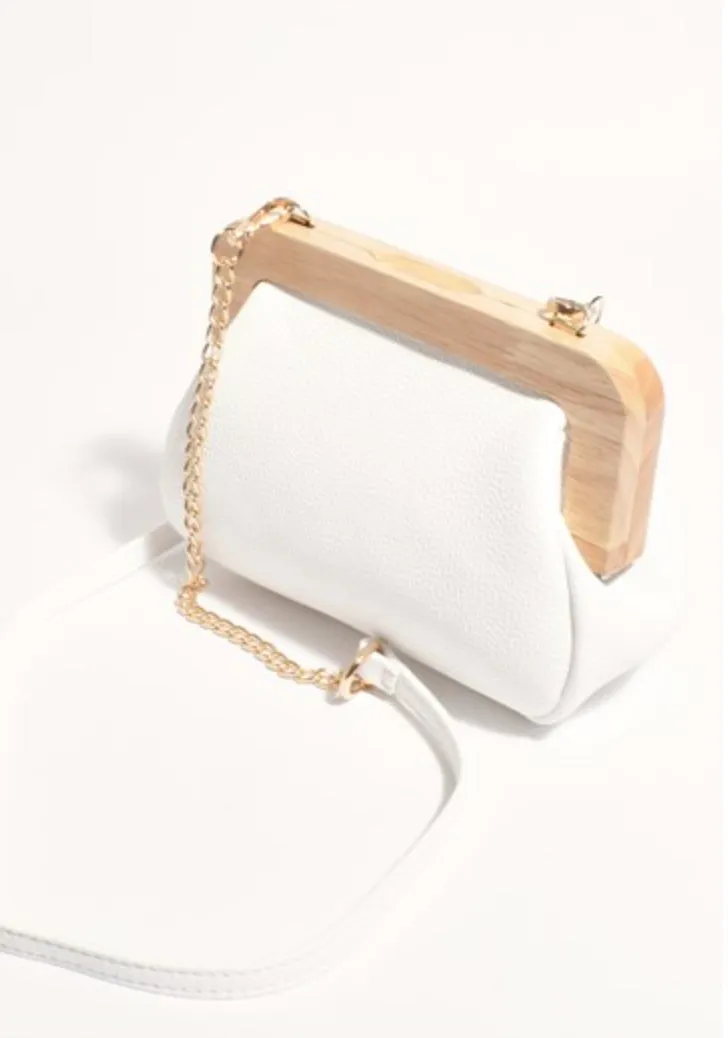 Kimmi Timber Frame Clutch White