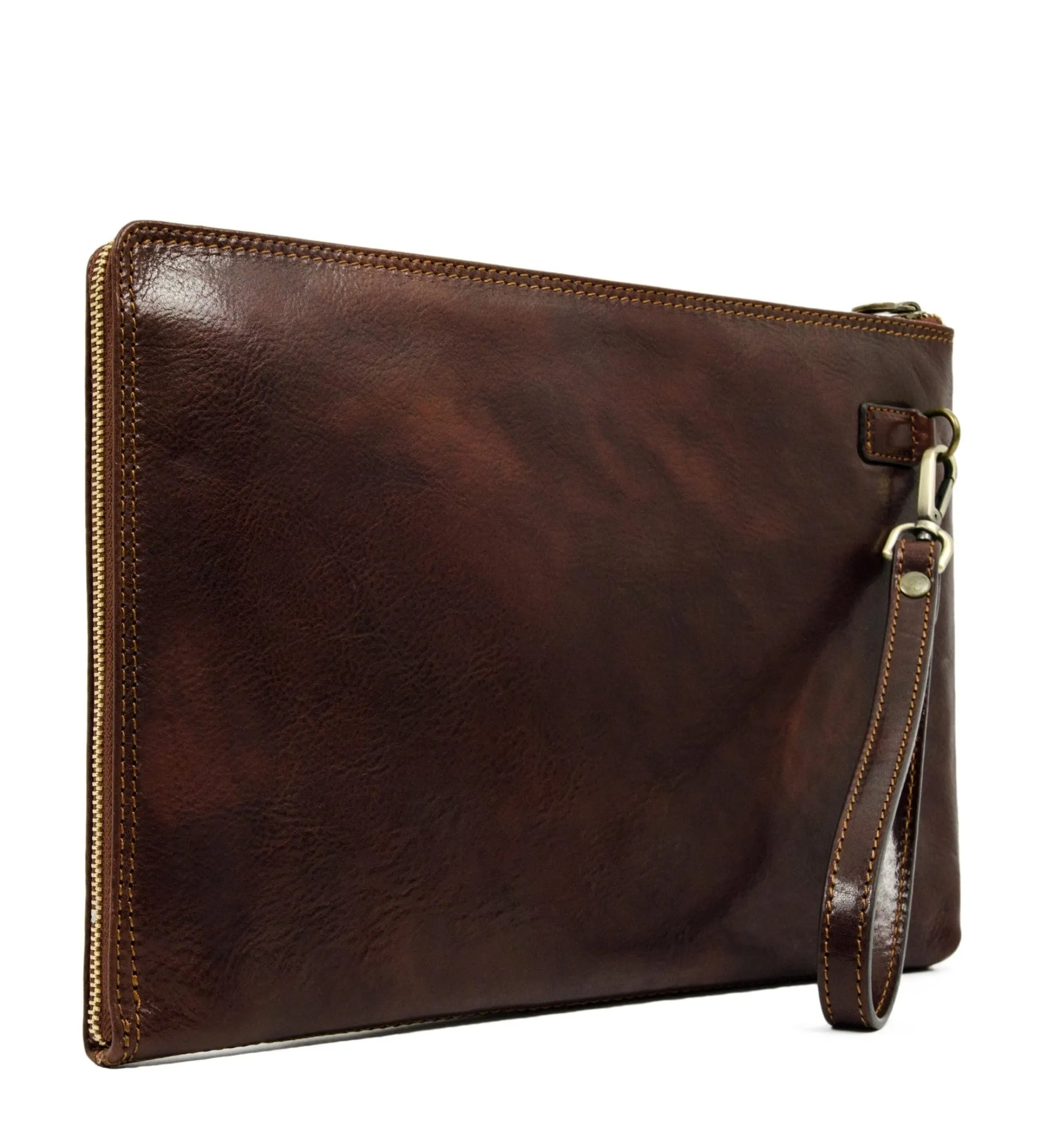 Large Leather Mens Clutch Purse - The Brothers Karamazov