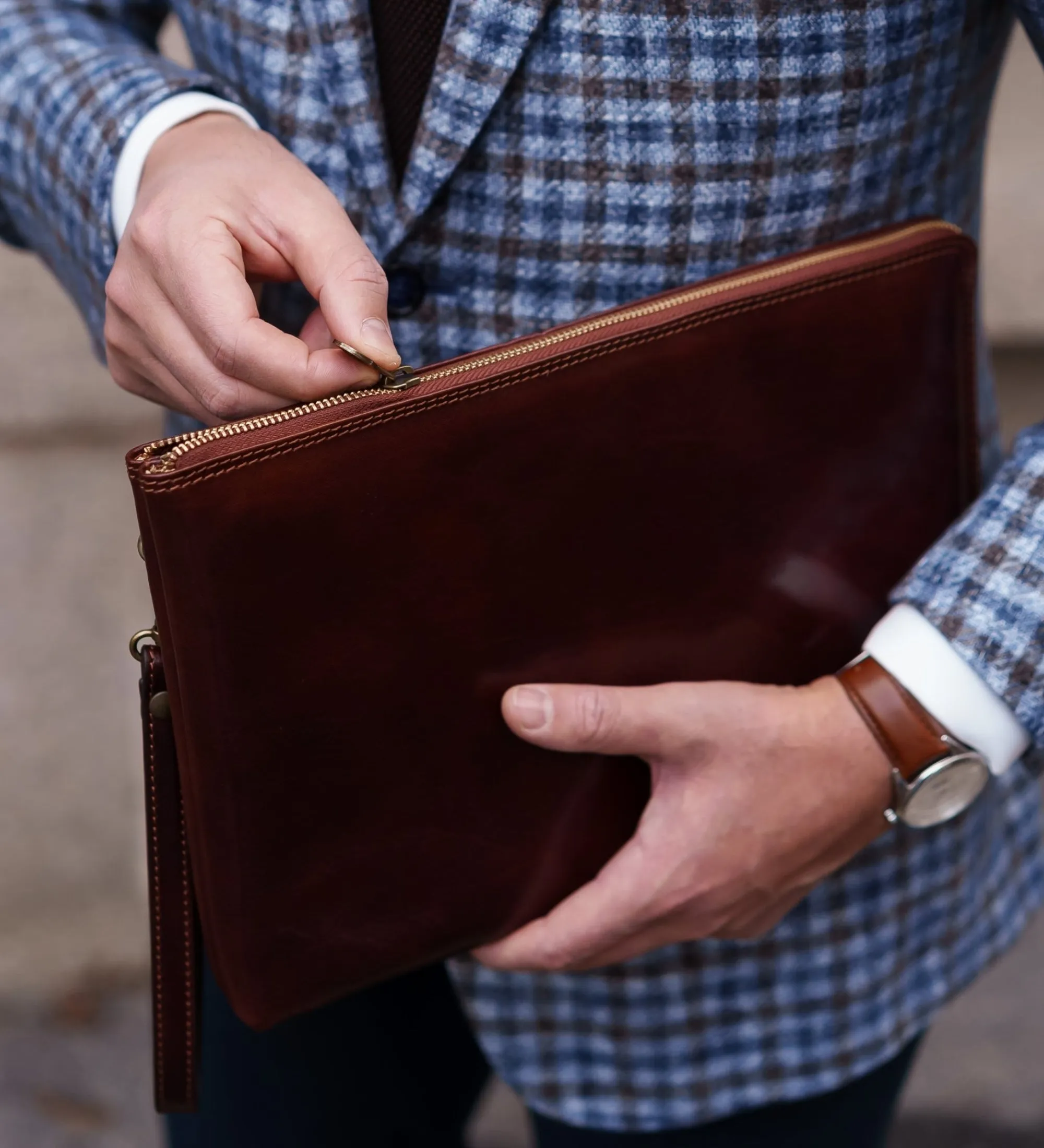 Large Leather Mens Clutch Purse - The Brothers Karamazov