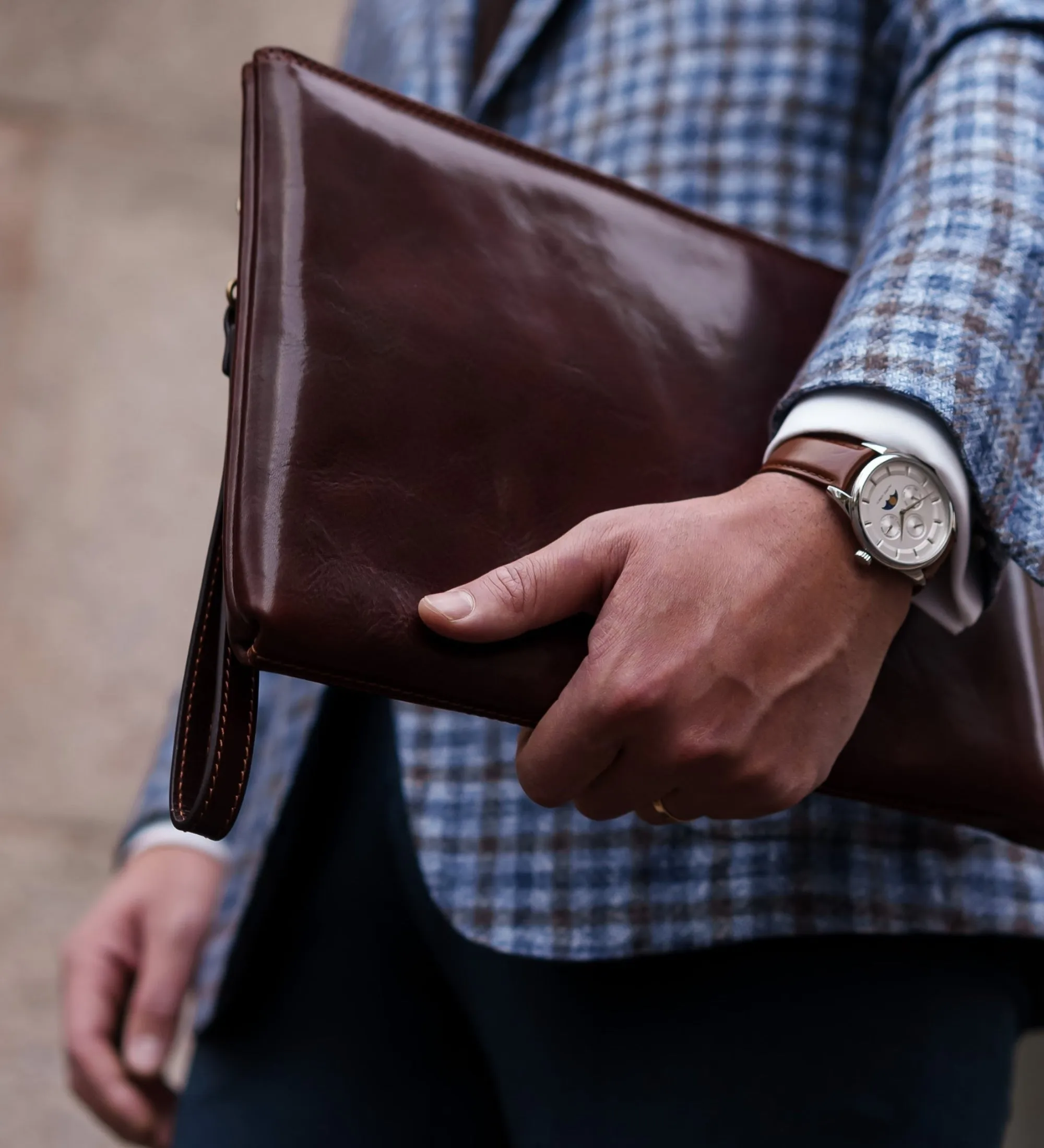 Large Leather Mens Clutch Purse - The Brothers Karamazov