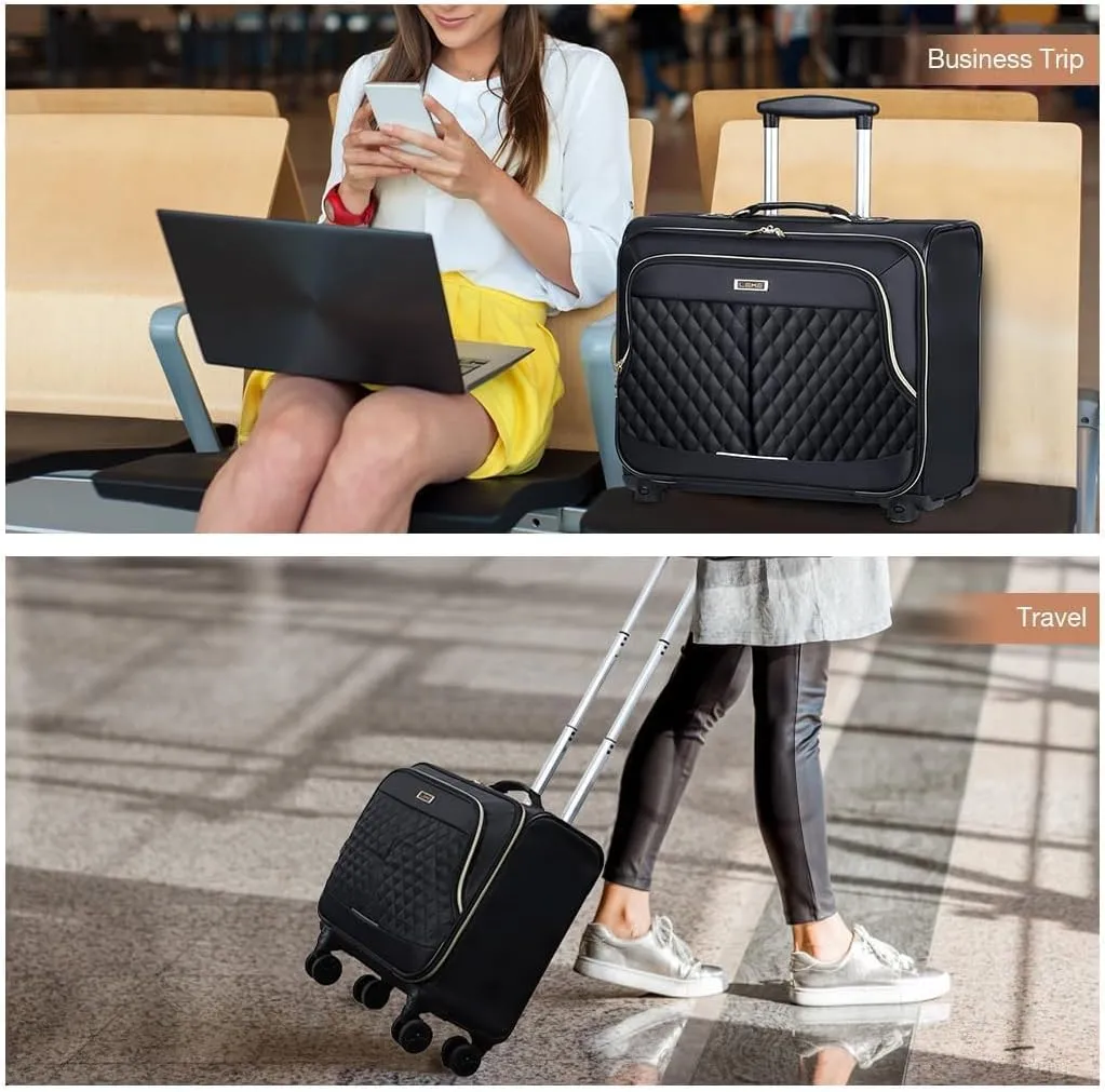 Lekebobor Rolling Laptop Bag with 3 Packing Cubes Rolling Laptop Briefcase on Wheels for Women/Men Fits Up to 17.3Inch computer Bags Water Resistant for Work Travel and Business,