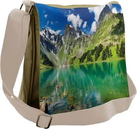 Lunarable Nature Messenger Bag, Mountain Range with a Creek, Unisex Cross-body