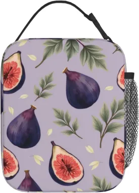 Lunch Bag Purple Figs Insulated Lunch Box Reusable Lunch Bag Women Men Cooler Tote Bag Work Picnic Office