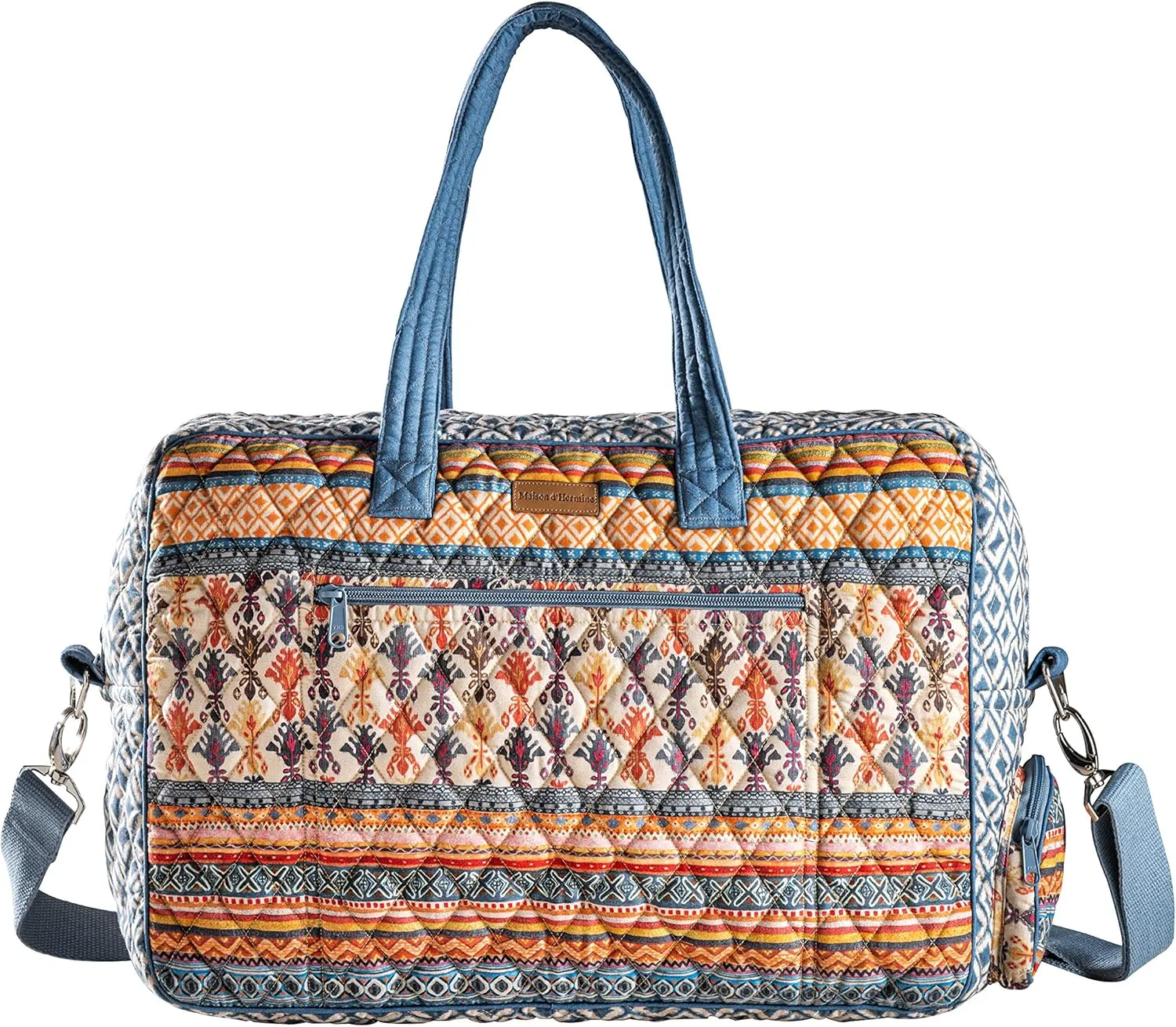 Maison d' Hermine Weekender Bags for Women Cotton Quilted Duffel Overnight Luggage Weekend Bag for Men Gym Sports Gifts Travel Business Travellers Family Trip
