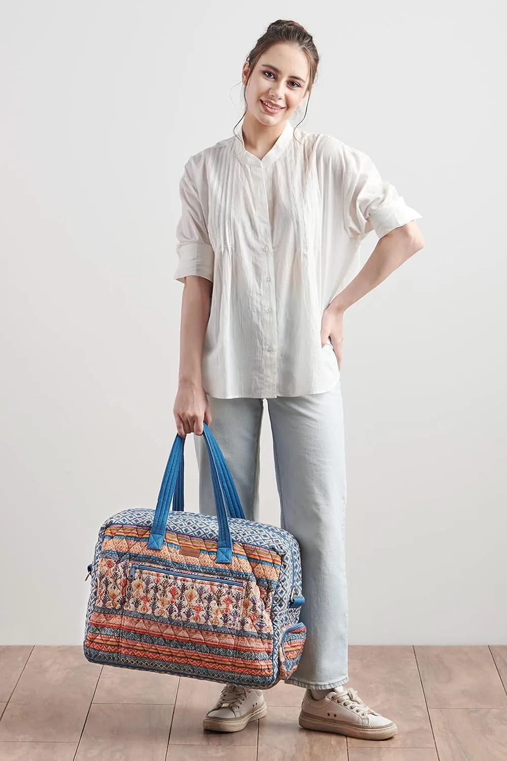 Maison d' Hermine Weekender Bags for Women Cotton Quilted Duffel Overnight Luggage Weekend Bag for Men Gym Sports Gifts Travel Business Travellers Family Trip