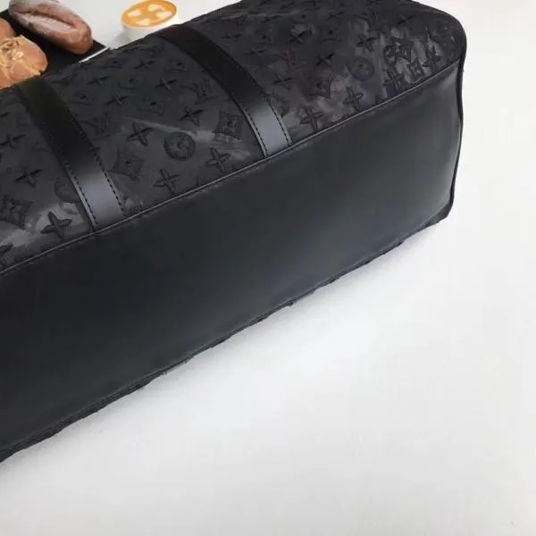 Men&#8217;s Keepall Bandoulière 50 Monogram Embroidered Mesh Travel Bag M53971 Black 2019 Collection