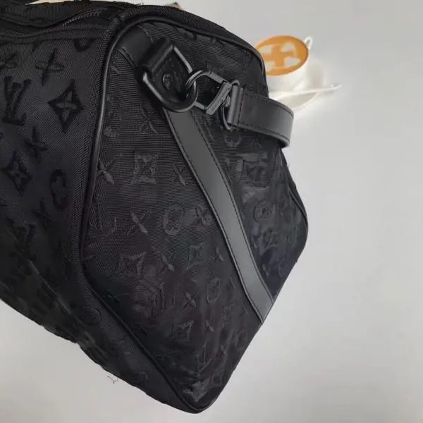 Men&#8217;s Keepall Bandoulière 50 Monogram Embroidered Mesh Travel Bag M53971 Black 2019 Collection