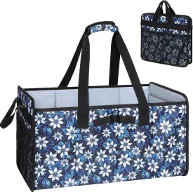 Muzale Extra Large Utility Tote Bag with Wire Frame Reusable Grocery Bags Foldable Heavy Duty Shopping Bags for Groceries Collapsible Totes with Handles for Carrying Heavy Loads Storage Car Trunk