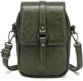 myfriday Vintage Crossbody Phone Bag for Women, Small PU Leather Shoulder Purse and Handbag with Tassel&Rivet Decoration