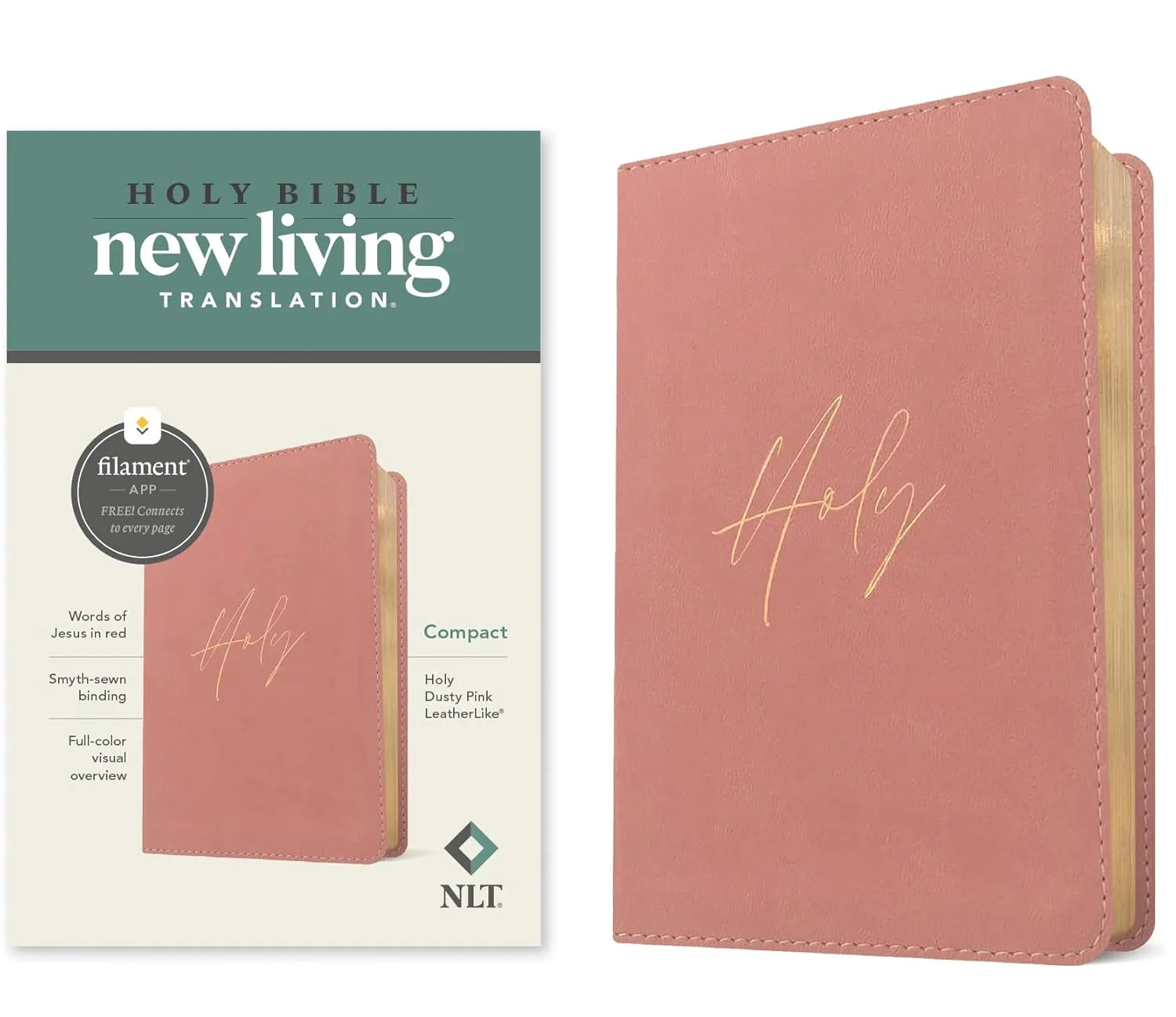 NLT Compact Bible, Filament Enabled (LeatherLike, Holy Dusty Pink, Red Letter) Imitation Leather  March 4, 2025