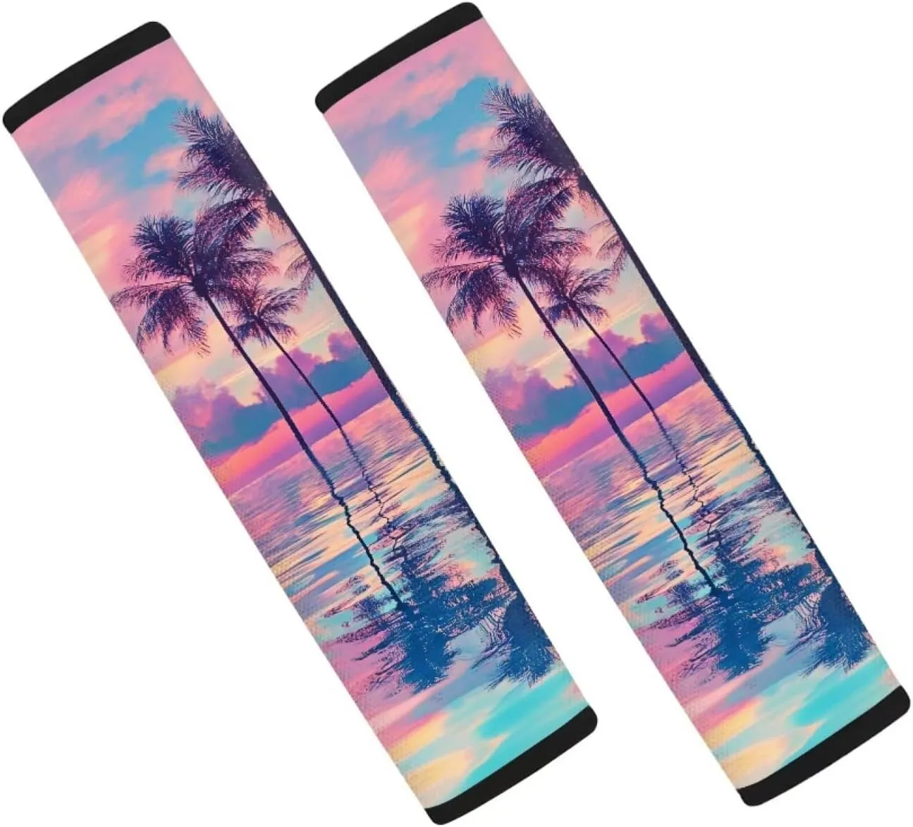 Pensura Beach Palm Tree Seat Belt Covers Set of 2, Adjustable Belt Strap Shoulder Pads for Women Girls Men, Interior Car Accessories Decor