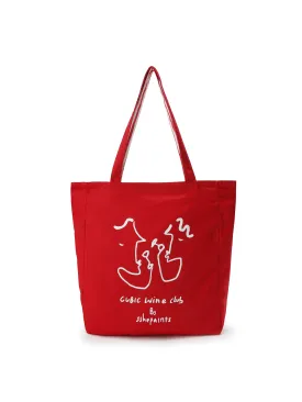 "CUBIC WINE CLUB" Reversible Canvas Tote