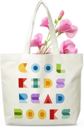 Rainbow Canvas Tote Bag, Reading Aesthetic Grocery Bag,Learning Tote Bag Gifts For Teacher