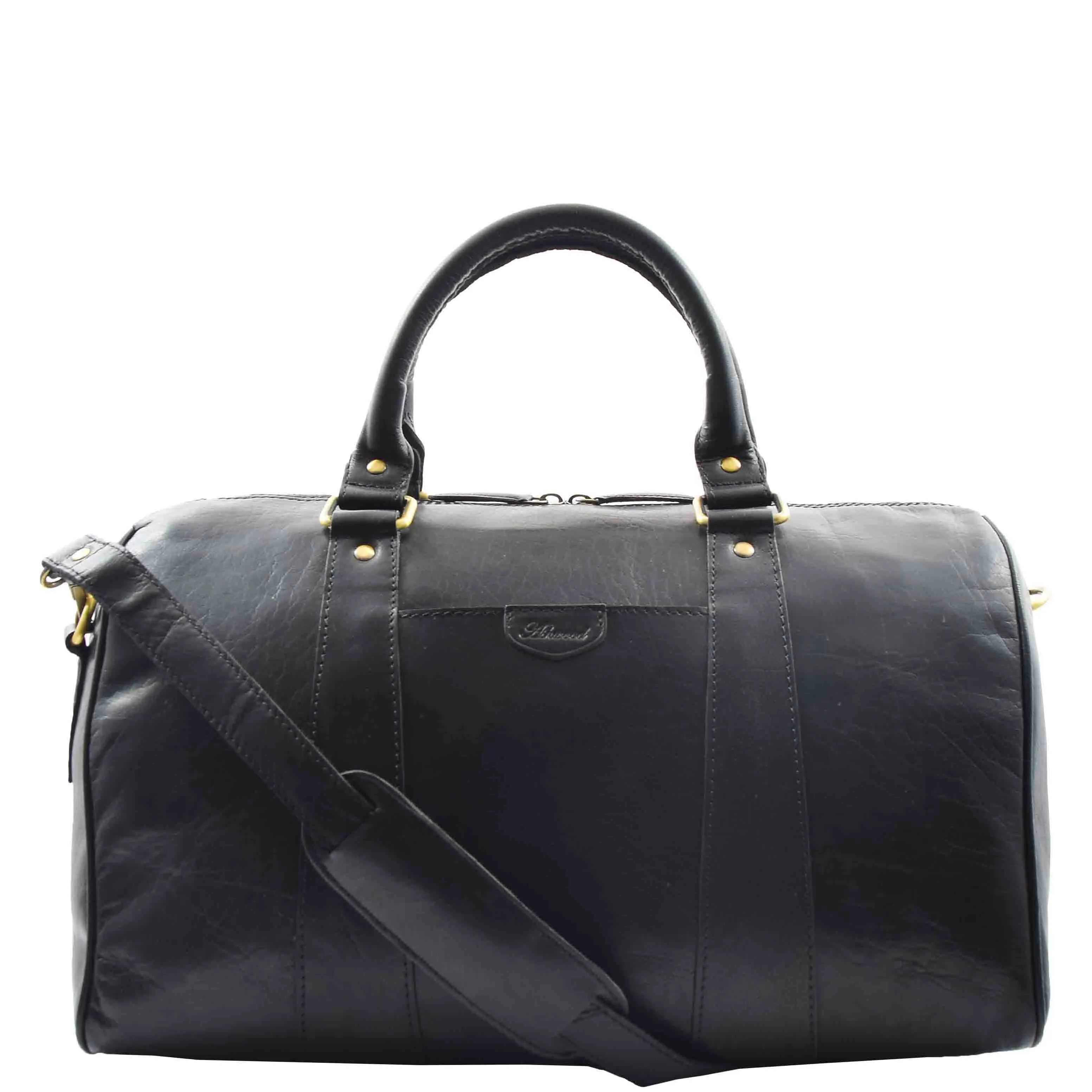Real Leather Large Size Luxury Duffle Bag ROVE Black