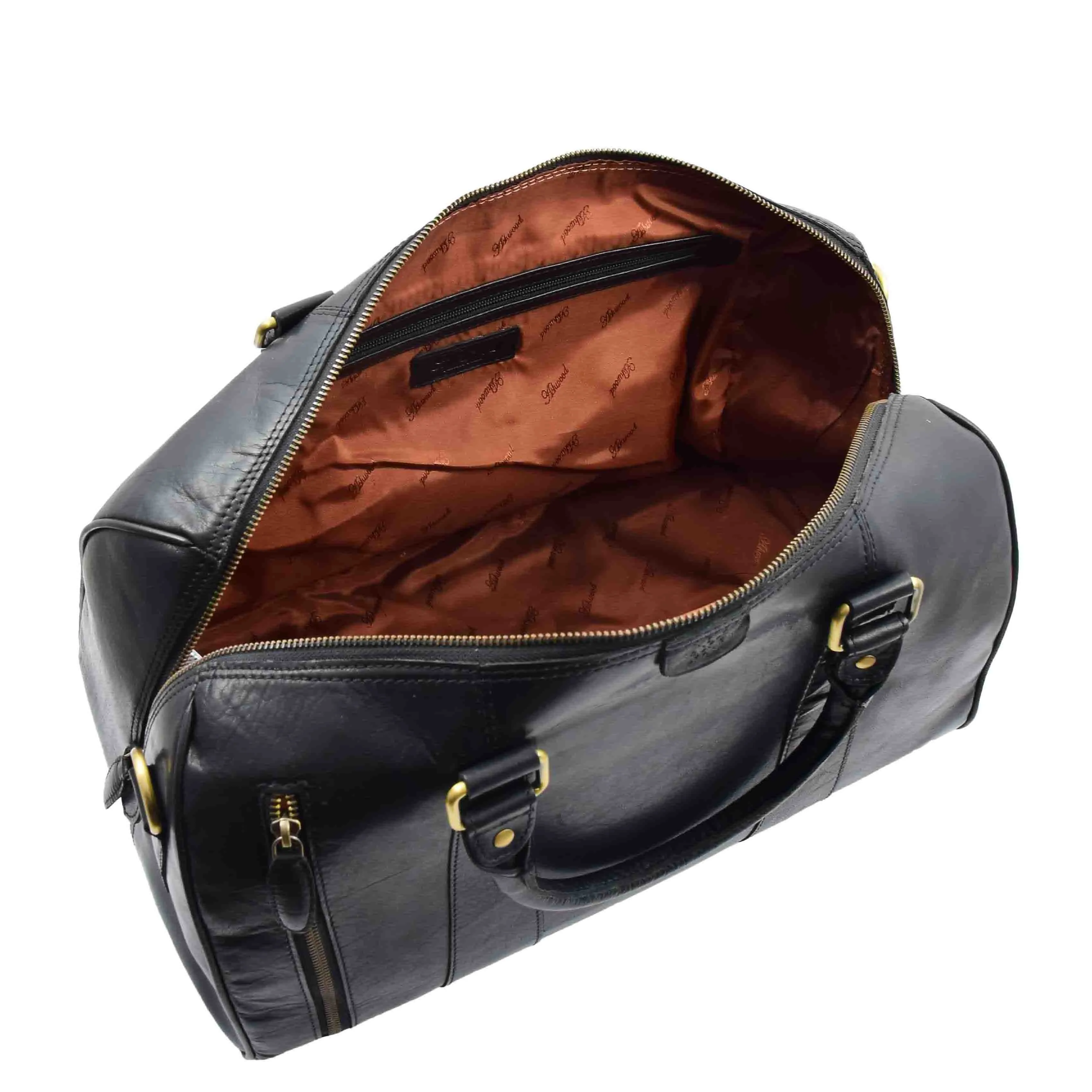 Real Leather Large Size Luxury Duffle Bag ROVE Black