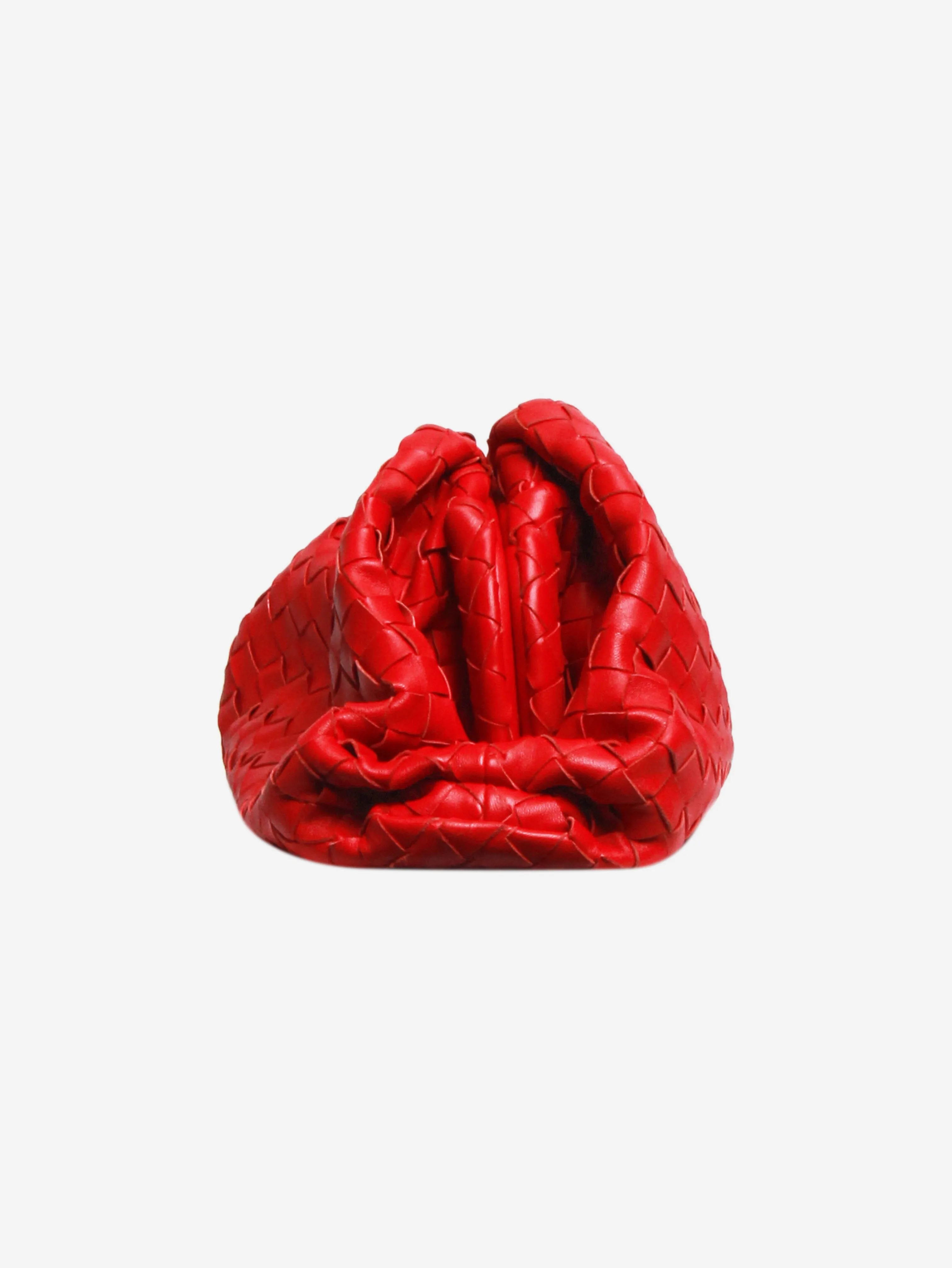Red The Pouch Intrecciato leather clutch bag