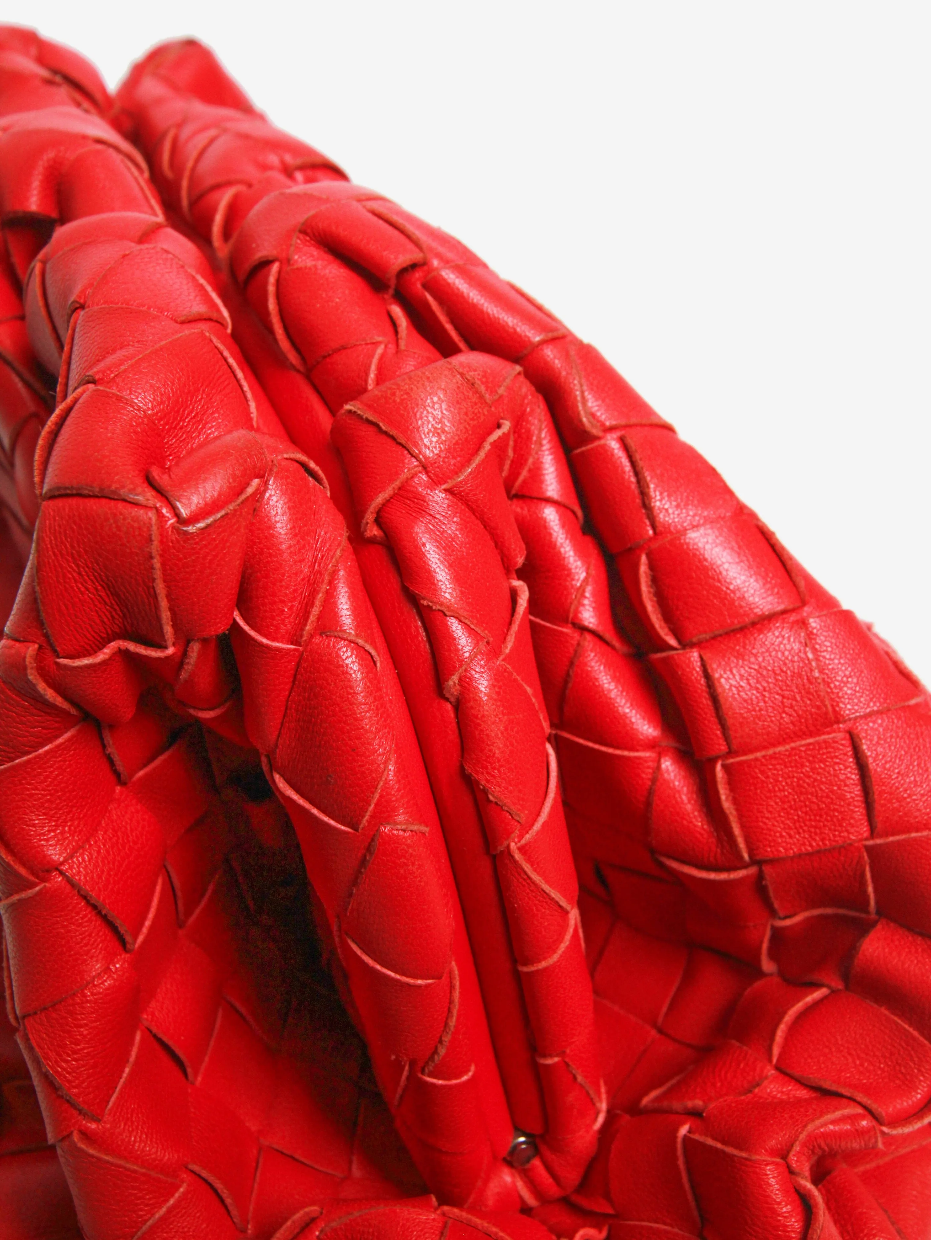 Red The Pouch Intrecciato leather clutch bag