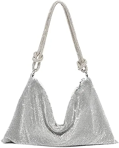 Rhinestone Purses for Women Chic Sparkly Evening large Diamond Hobo Bag