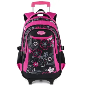 Rolling Backpack for Girls， Fanspack Wheeled Backpack for Girls Backpack with Wheels Rolling Backpack for School