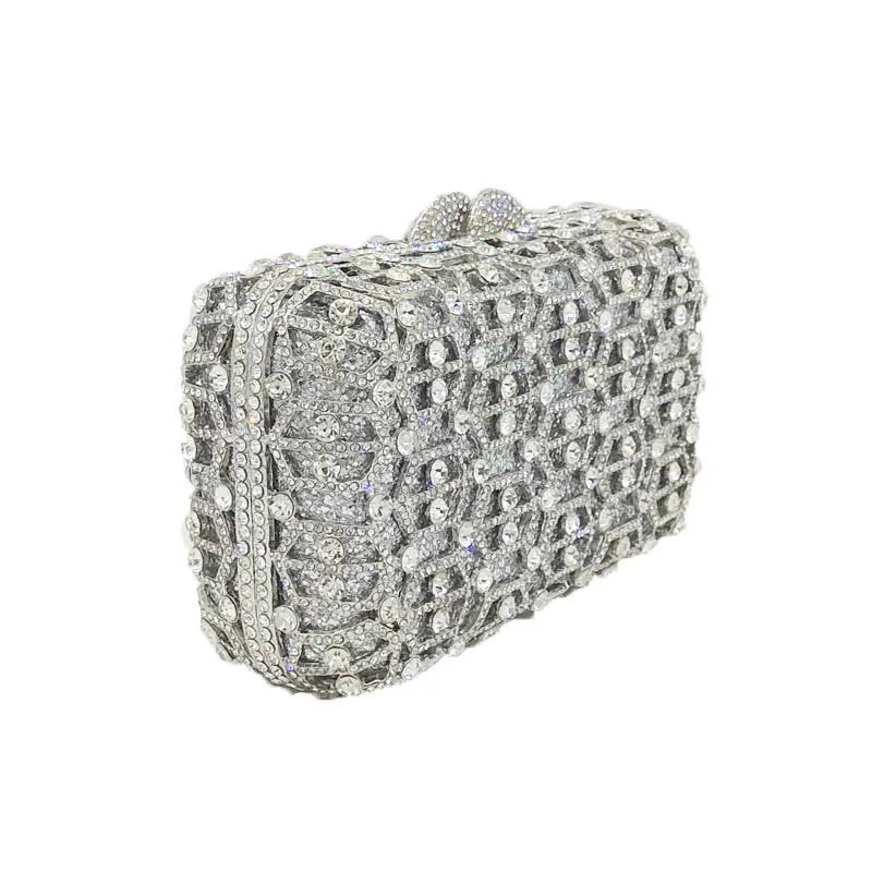 Silver Crystal Clutch Bag
