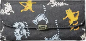Slim Wallet Women RFID Blocking Clutch Long Trifold Wallet for Women, Credit Card Holder with Coin Purse and Zipper Wallet, Ladies Travel Purse, Cute Cat Design, Black
