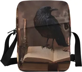 Sling Bag Gothic Raven Book Print, Small Crossbody Bags Purse with Phone Card Passport Compartment 6.69.42.5 IN
