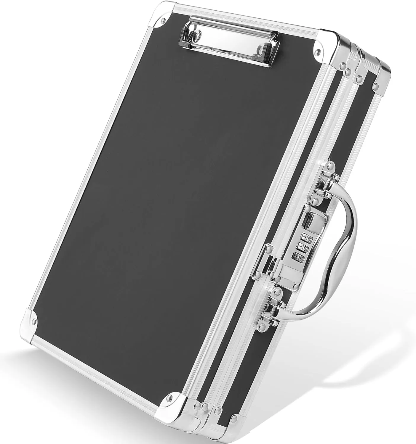 Sooez Heavy Duty Aluminum Locking Clipboard Case Box with Handle - Holds Letter Size Paper, Organizer 12.6 x 9.6 inch