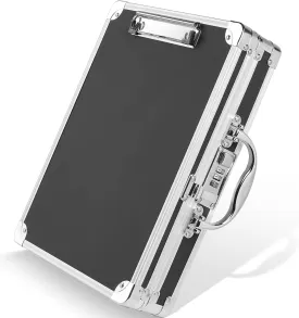 Sooez Heavy Duty Aluminum Locking Clipboard Case Box with Handle - Holds Letter Size Paper, Organizer 12.6 x 9.6 inch