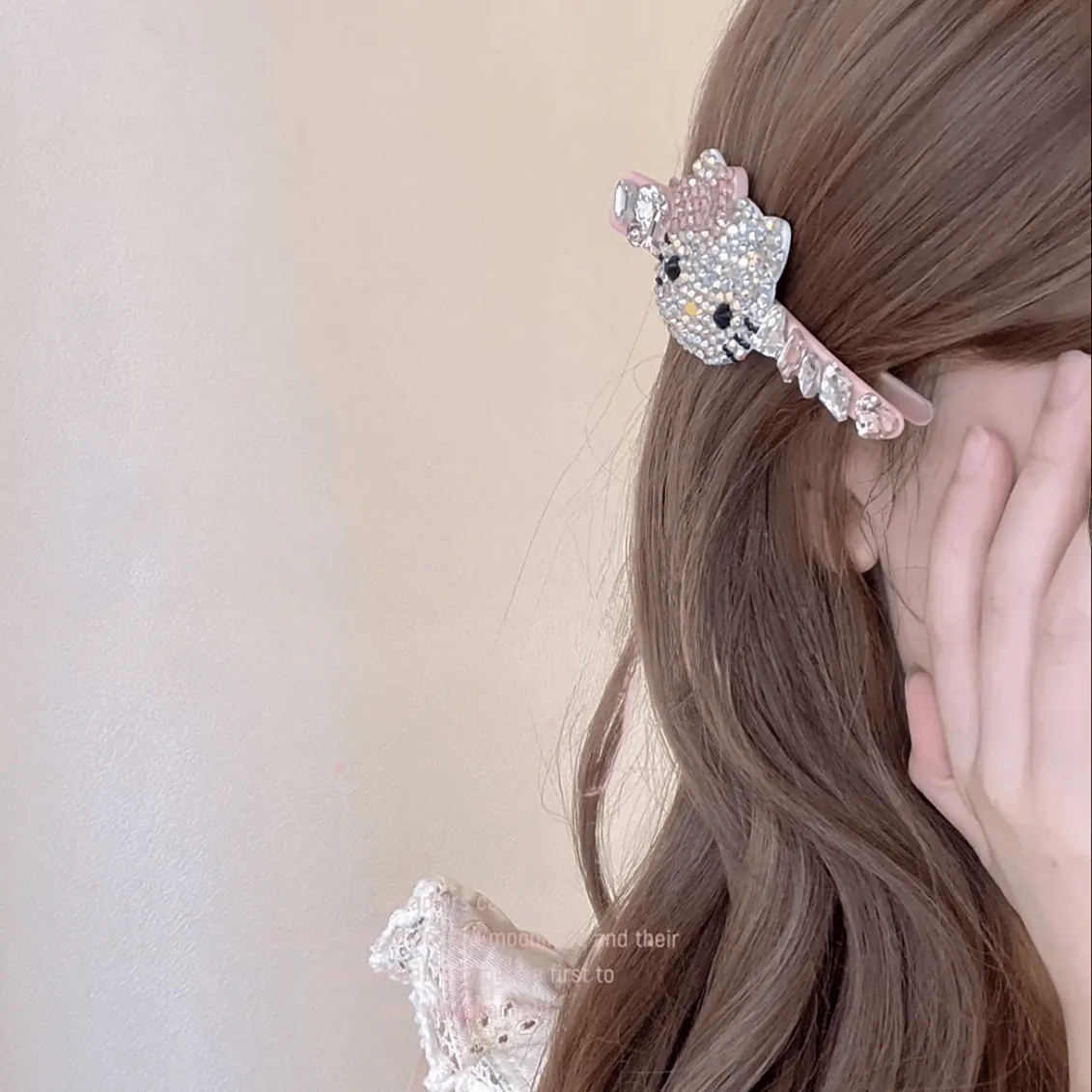 Sparkling Kitty Rhinestone Hair Clip