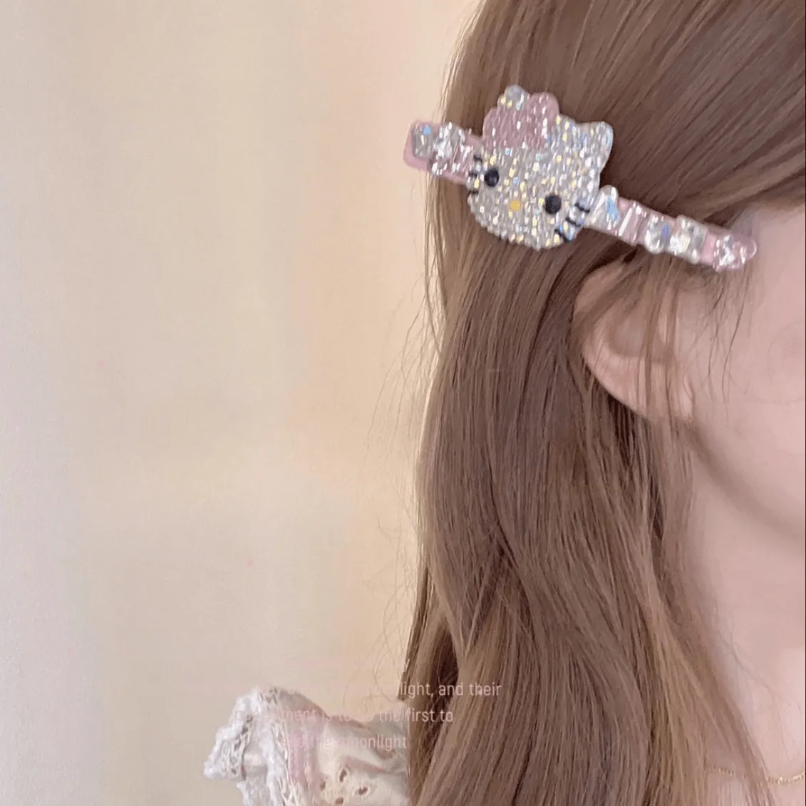 Sparkling Kitty Rhinestone Hair Clip
