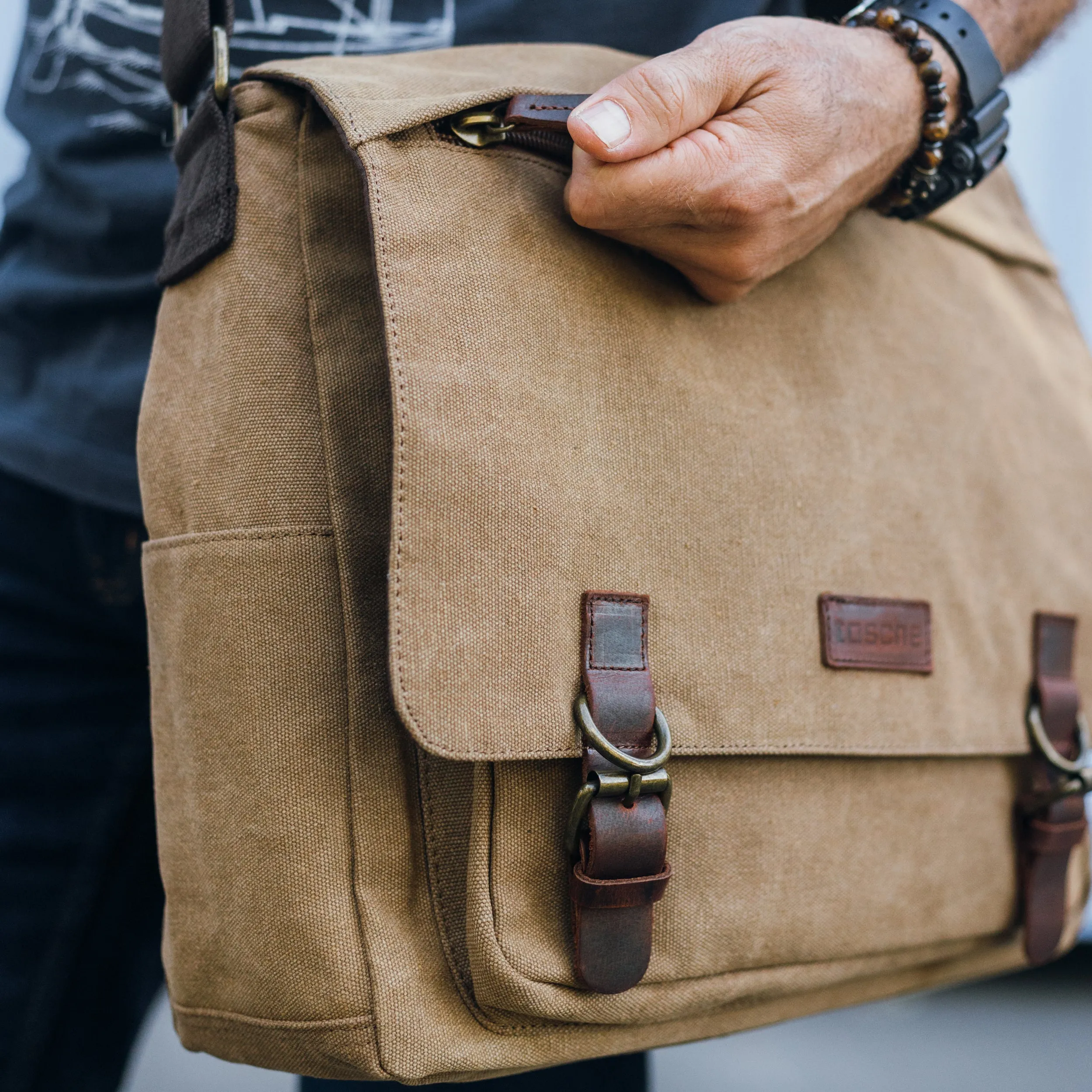 Tasche Canvas & Leather Messenger Bag 15 inch