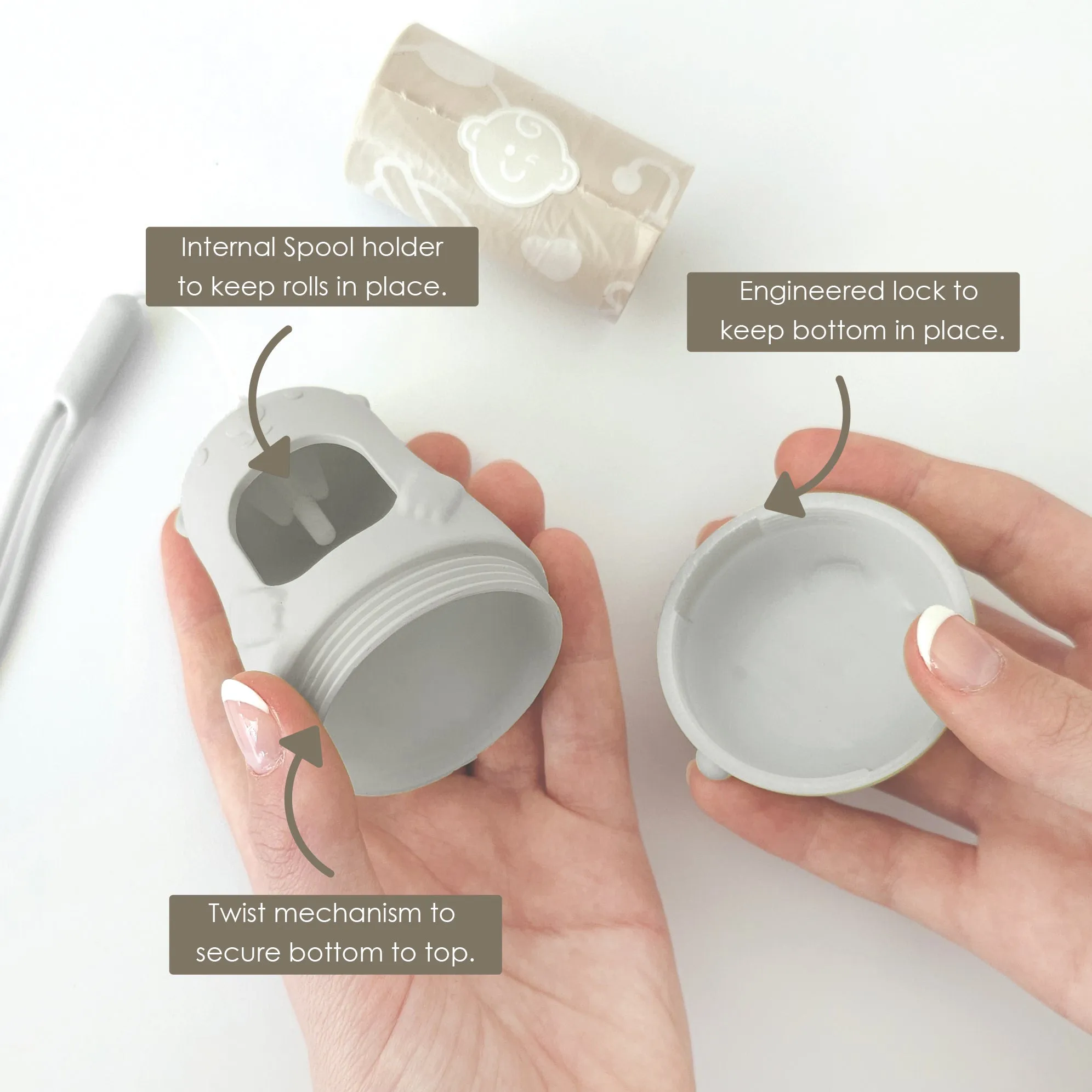 Teddy Bear Disposable Diaper Bag Dispenser | CLOUDY GREY