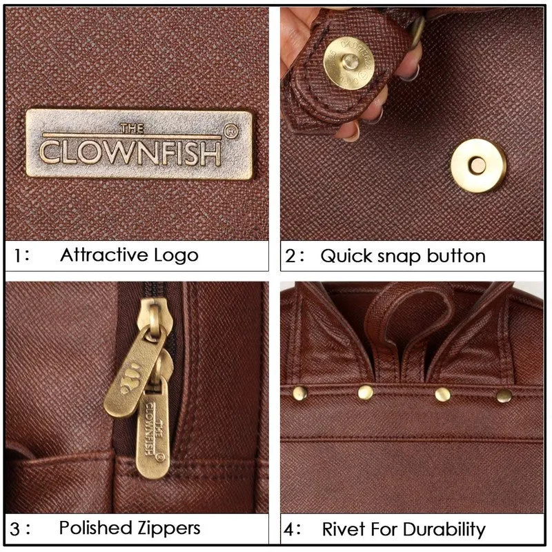 THE CLOWNFISH Hayden 15.6 Inch Laptop Backpack - Water Resistant, Adjustable Straps | Solid Brown
