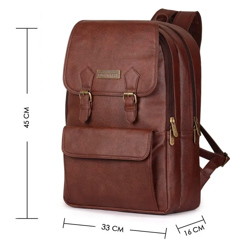 THE CLOWNFISH Hayden 15.6 Inch Laptop Backpack - Water Resistant, Adjustable Straps | Solid Brown