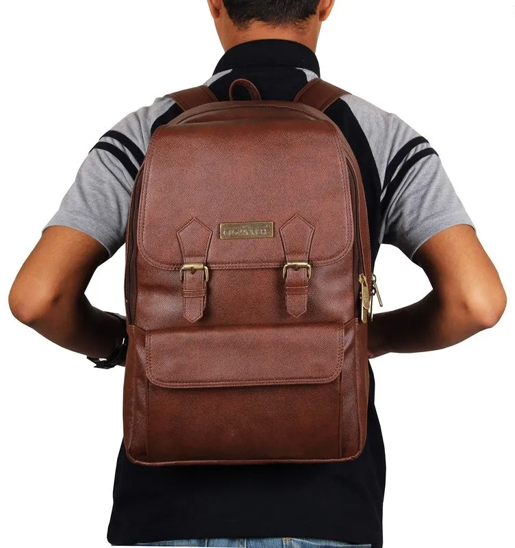 THE CLOWNFISH Hayden 15.6 Inch Laptop Backpack - Water Resistant, Adjustable Straps | Solid Brown