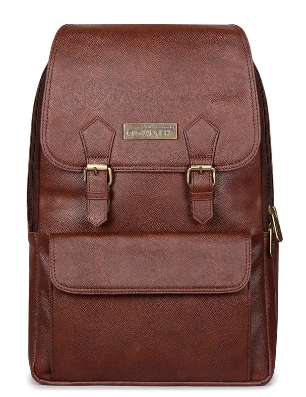 THE CLOWNFISH Hayden 15.6 Inch Laptop Backpack - Water Resistant, Adjustable Straps | Solid Brown