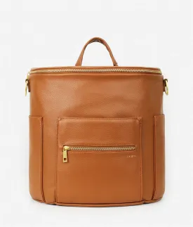 The Original Diaper Bag - Faux Leather Backpack - Brown
