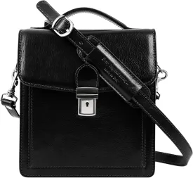 Time Resistance Small Leather Briefcase for Men - Crossbody Bag - Italian Leather Messenger Bag - Gift Box Included