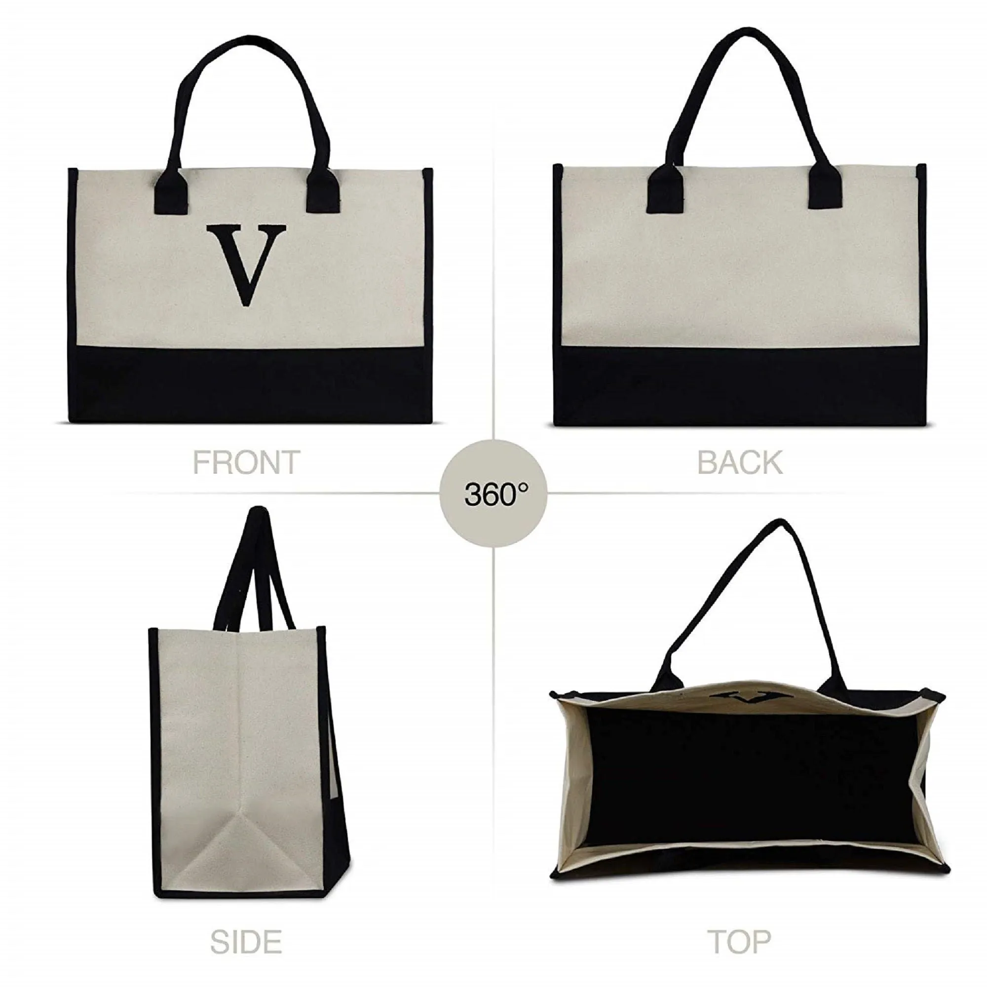 Tote bag aesthetic Embroidery Initial Monogram Large Tote Bag , 100% Cotton Canvas, Bridesmaid Bachelorette Gift Navy