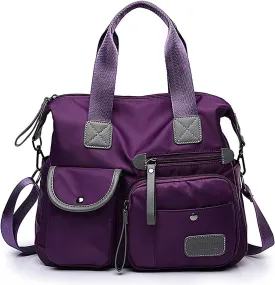 Tote Bag for Women,Multi Pockets Shoulder Handbag,Nurse Bag for Work,Large Cross body Purse,Fashion Nylon Top Handle Satchel