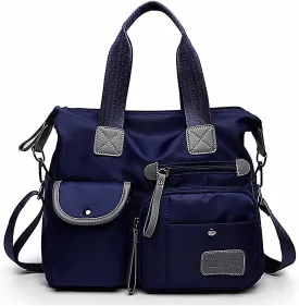 Tote Bag for Women,Multi Pockets Shoulder Handbag,Nurse Bag for Work,Large Cross body Purse,Fashion Nylon Top Handle Satchel