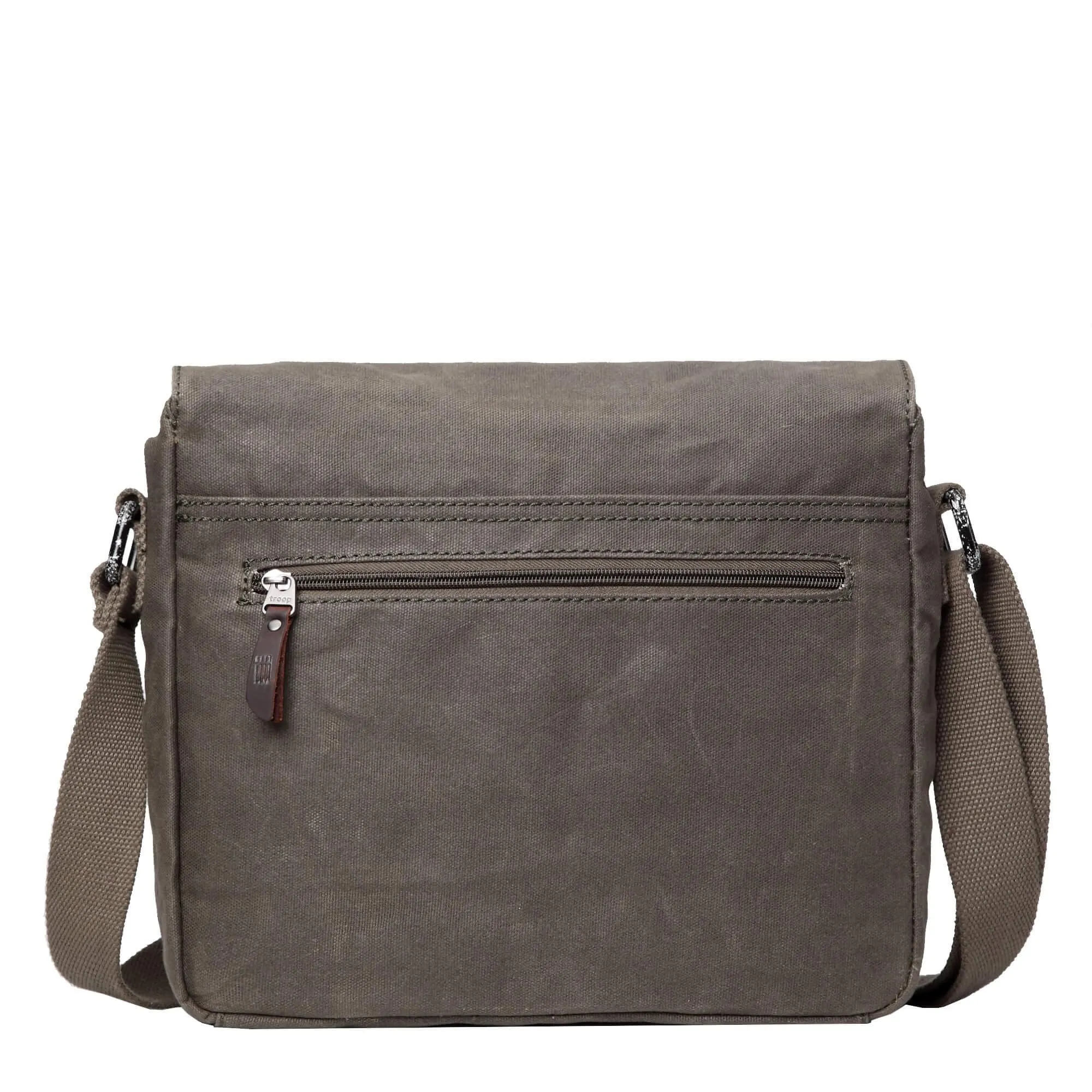TRP0443 Troop London Heritage Canvas Leather Messenger Bag, Travel Bag, Tablet Friendly