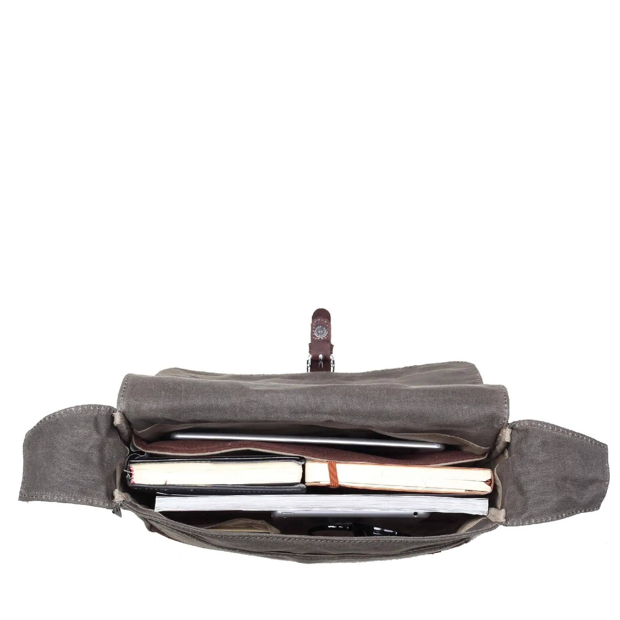 TRP0443 Troop London Heritage Canvas Leather Messenger Bag, Travel Bag, Tablet Friendly