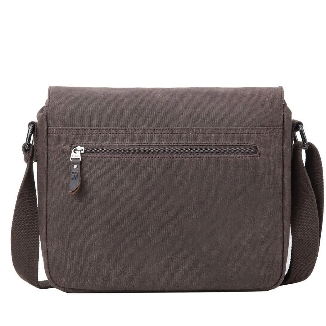 TRP0443 Troop London Heritage Canvas Leather Messenger Bag, Travel Bag, Tablet Friendly