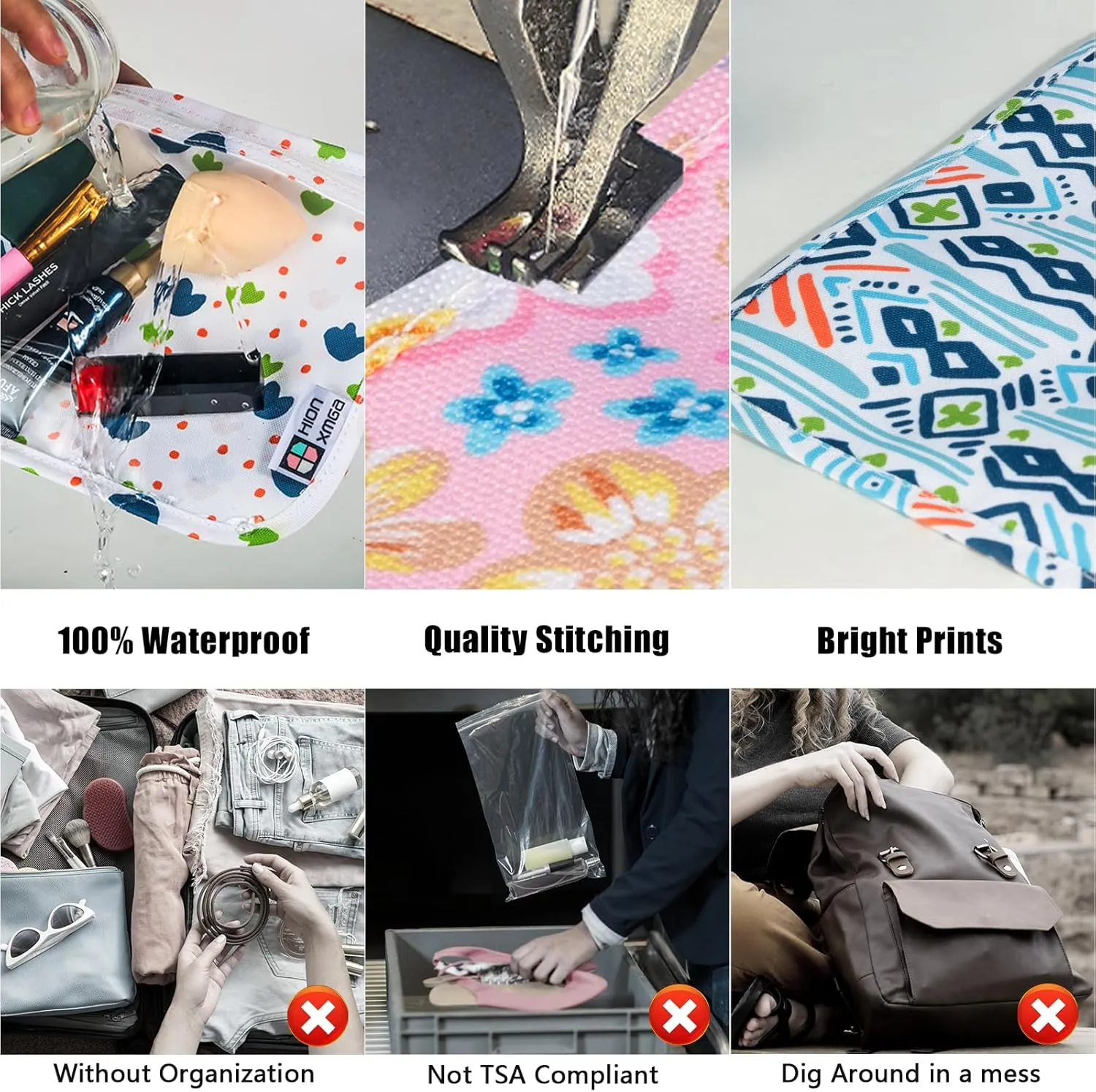 TSA Approved Toiletry Bag, Set of 3 Clear Travel Toiletry Bag Quart Size Zipper Travel Pouch, Waterproof Makeup Cosmetic Bag for Women Men Kids Toiletries Carry on, Cacti B