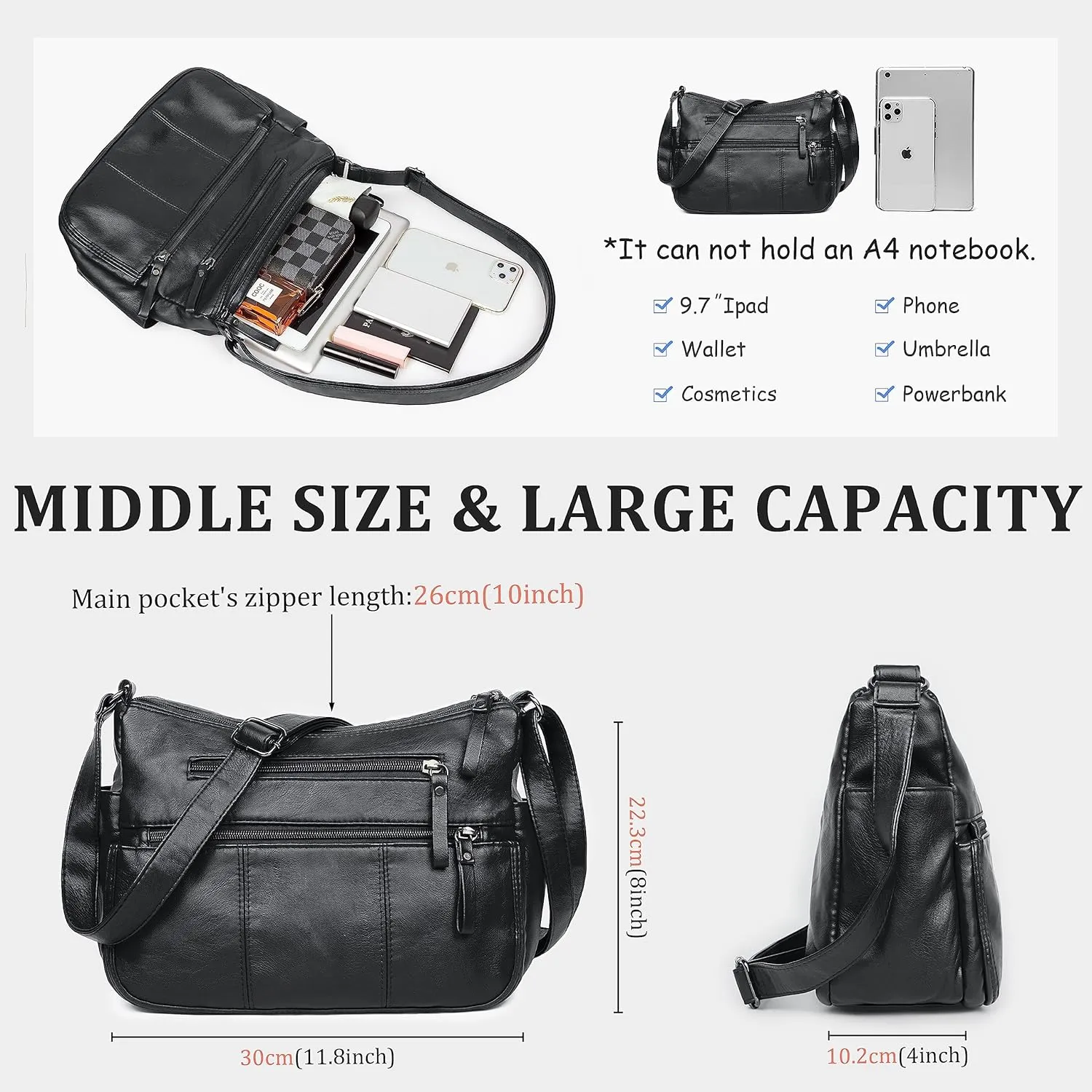 VOLGANIK ROCK Purses for Women Soft PU Leather Shoulder Bag Ladies Crossbody Purse and handbags Lightweight Pocketbook