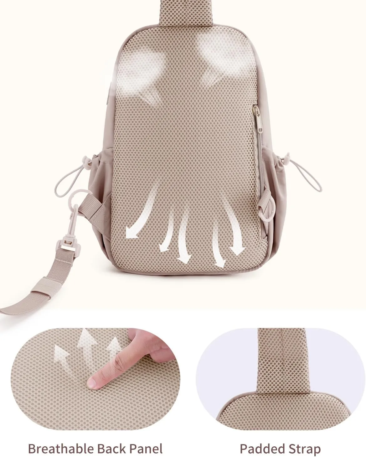 Wandering Nature Sling Bag for Women Lightweight Quilted Crossbody Bag Fits for 11" Tablet with Breathable Back Panel Anti Theft Pocket Padded Strap USB Charge Port, Ideal for Travel, Daily Use