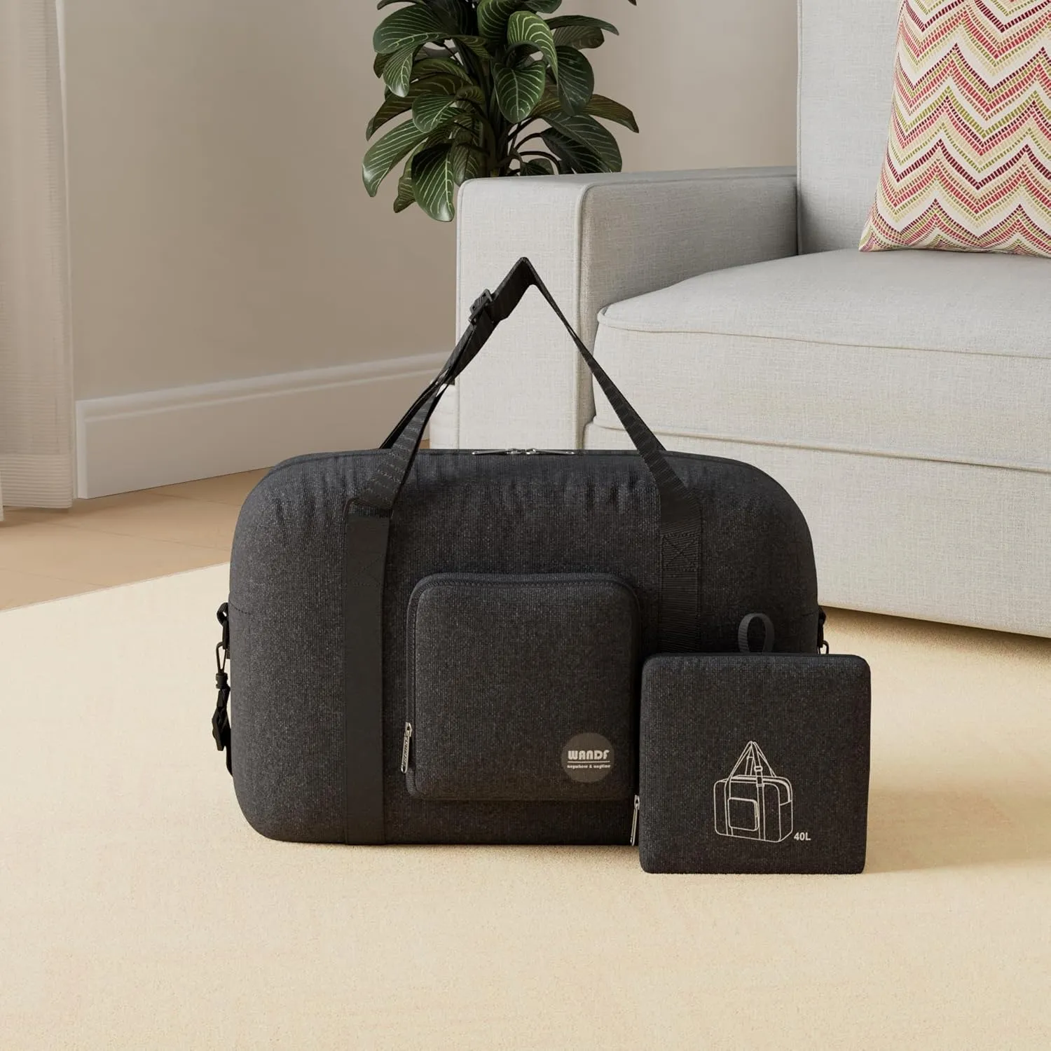 WANDF For Spirit Airlines Personal Item Bag 18x14x8 Foldable Travel Duffel Carry on Weekender Overnight for Women Men
