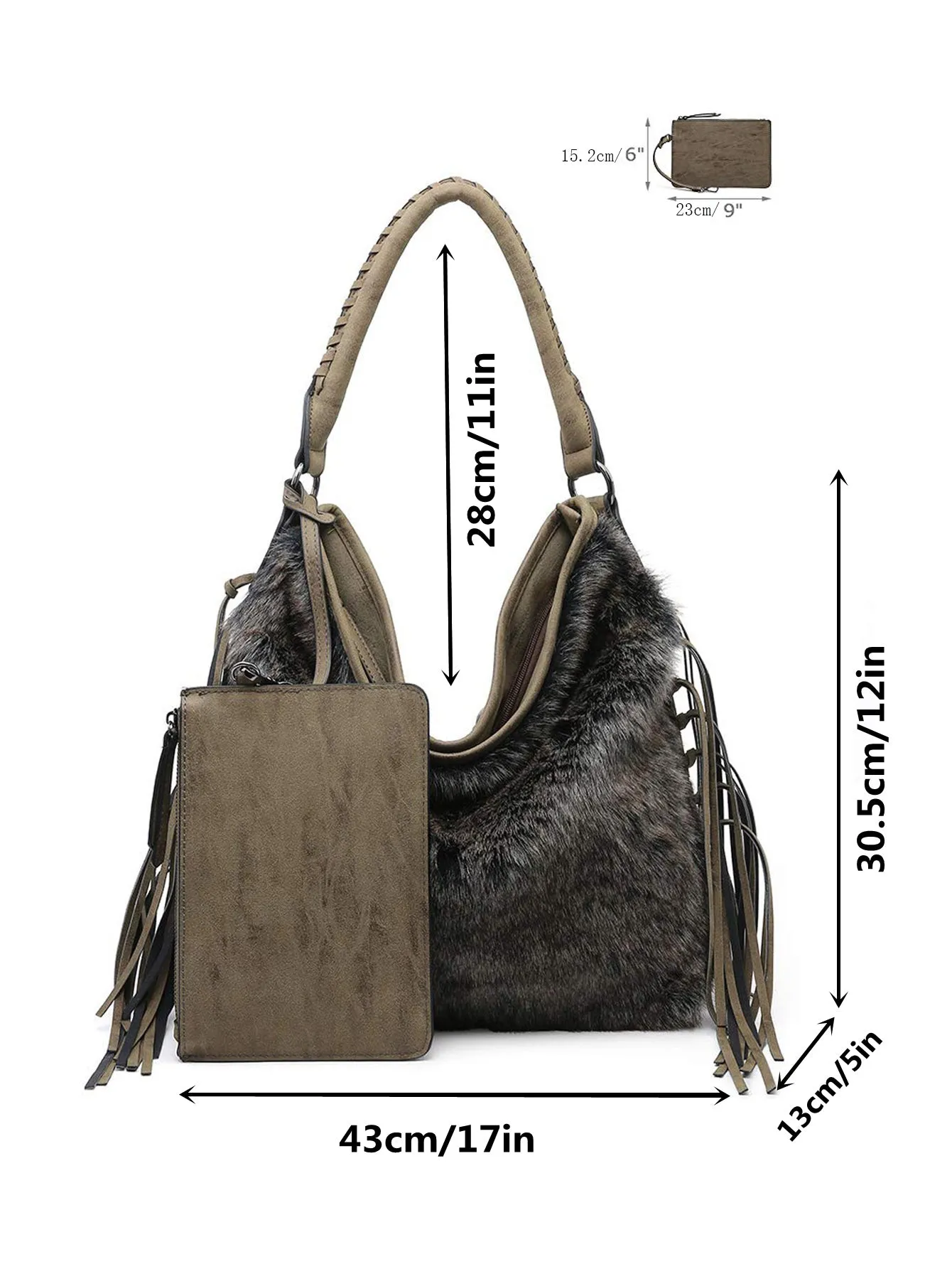 Women hobo bag finge purse 2159-5 FBR
