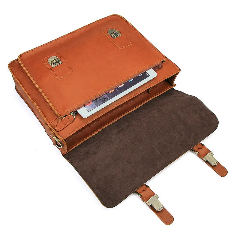 YAAGLE Men's Genuine Leather Business Briefcase Flap Handbag YG7205B